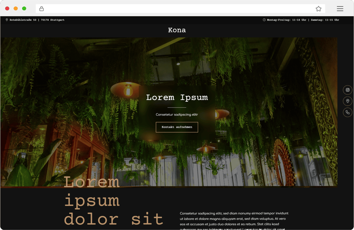 Browser mockup kona